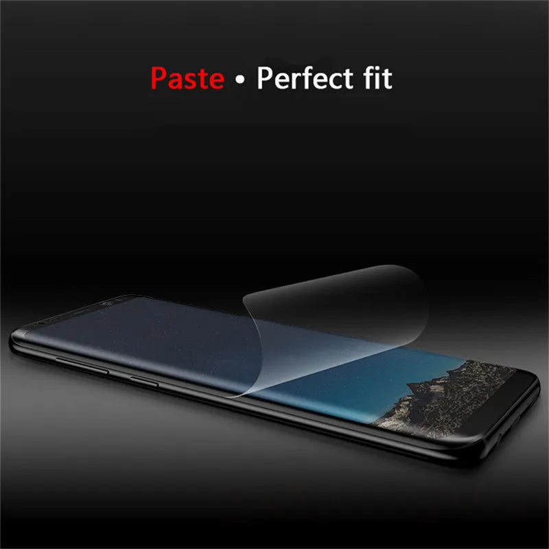 Curved Samsung phone screen protector with matte hydrogel film for scratch and fingerprint resistance