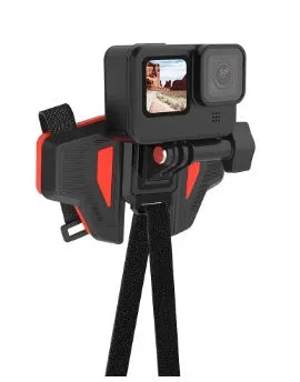 Black universal motorcycle helmet chin strap mount for GoPro and sports action cameras.