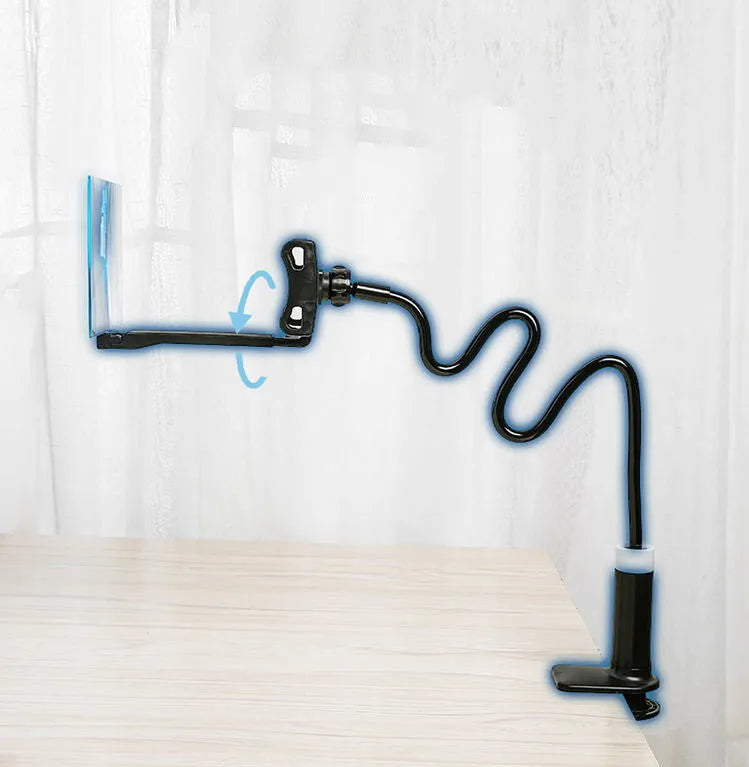 Black mobile phone screen amplifier with 12-inch display on adjustable folding bracket
