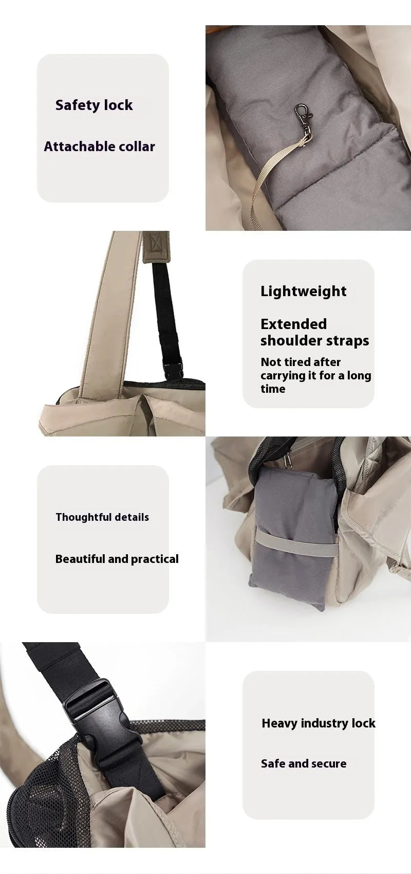 Apricot-coloured cloth pet carrier handbag for outdoor use with small pets.