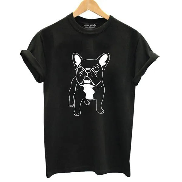 Cotton print t-shirt with round neck and short sleeves in black, loose fit