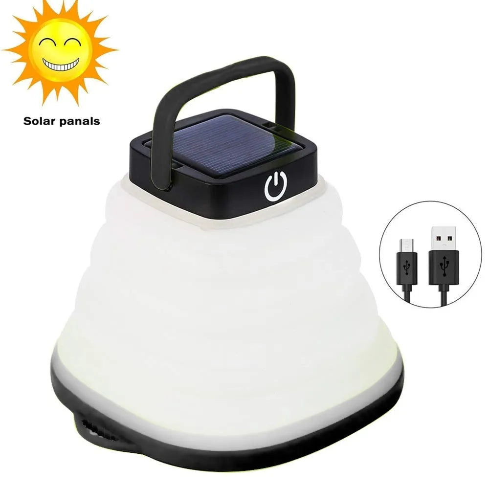 Collapsible camping light IP68 waterproof solar foldable lantern with bowl shape design, black colour