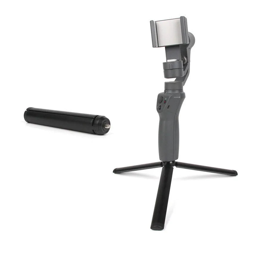 Black aluminium alloy mobile phone tripod and handheld stabiliser compatible with Apple iPhone