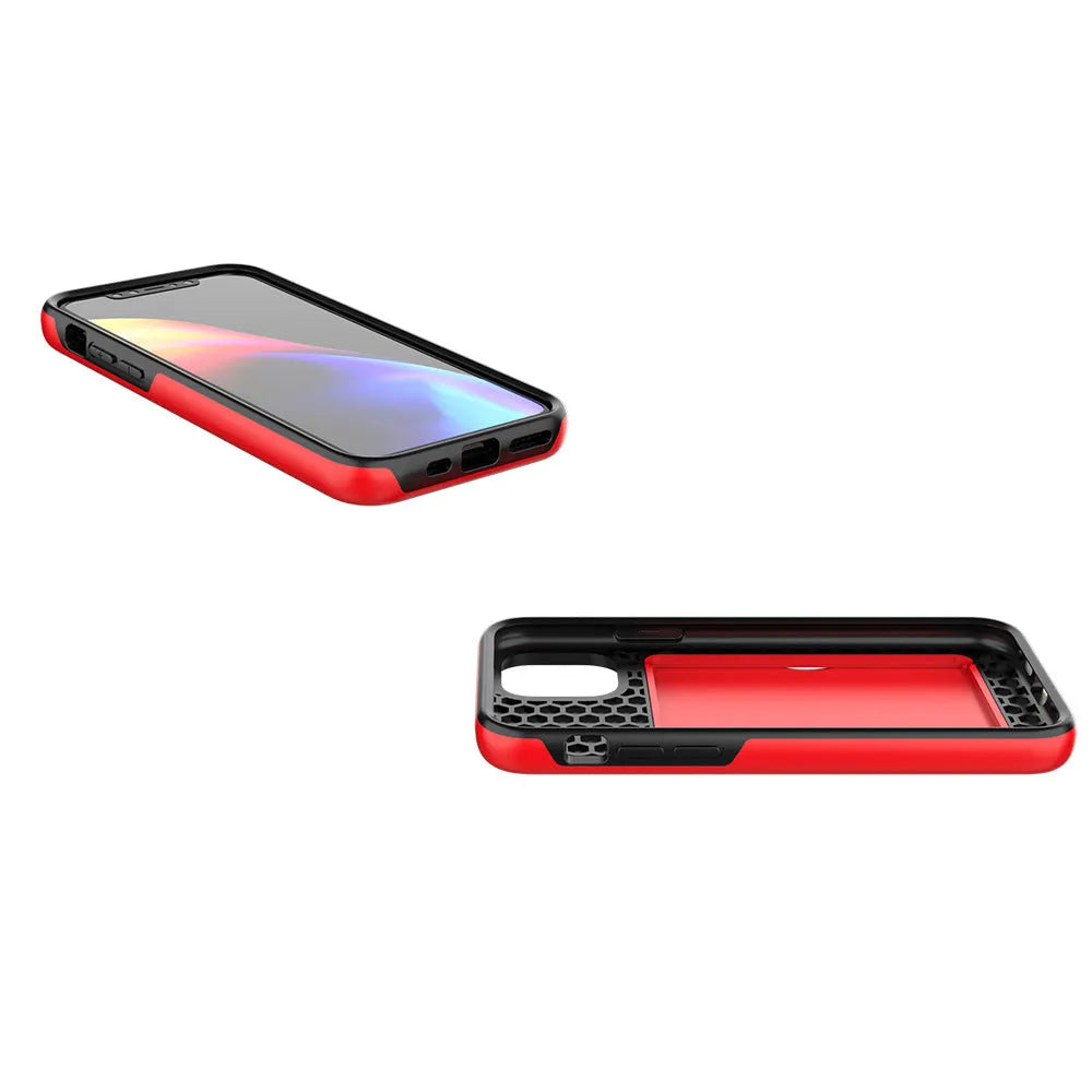 Solid colour protective mobile phone case for iPhone 11 series in black, red, pink, blue, dark blue, or purple