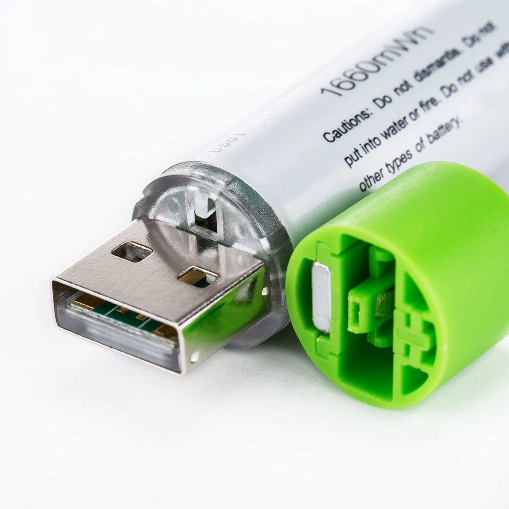 CES USB fast charge lithium battery AA silver green polymer cobalt cell 1665mWh 1.5V