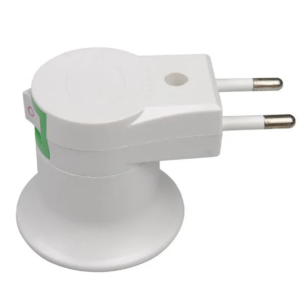 White bakelite E27 wall plug lamp holder adapter with a toggle switch.