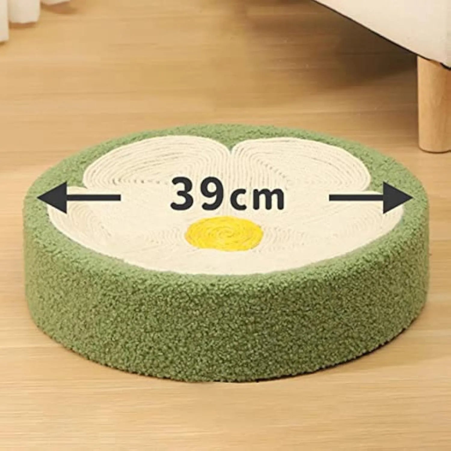 Green sisal cat scratcher bowl lounge bed measuring 39cm diameter