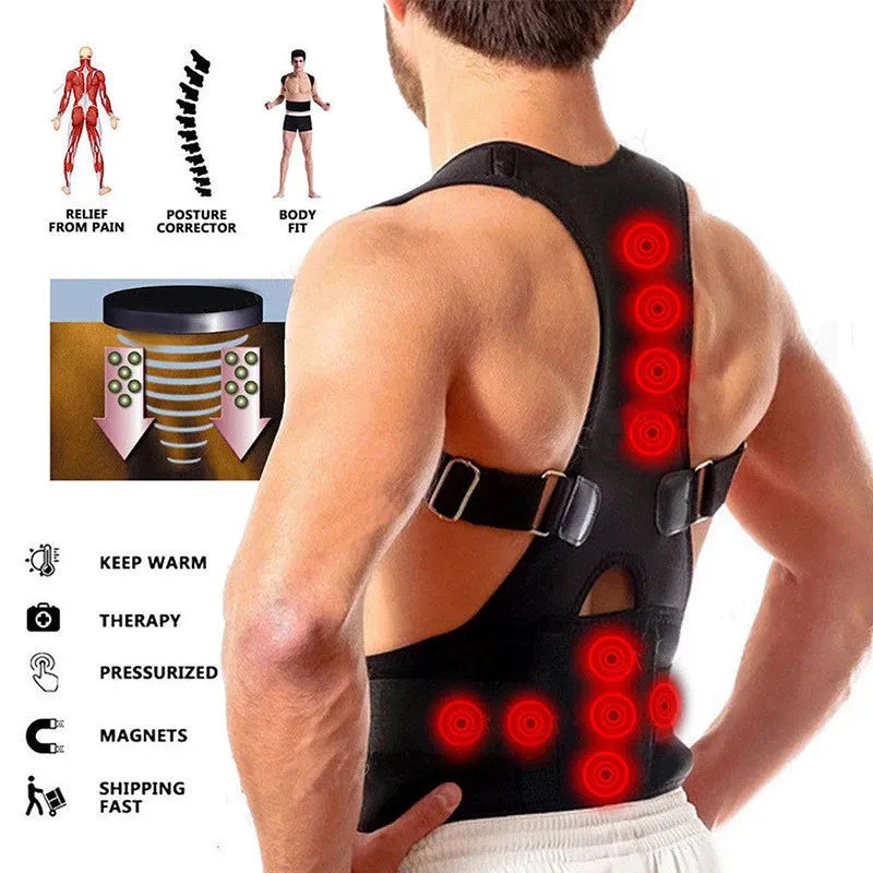 Kyphotone back posture corrector shoulder straight strap black waist support belt
