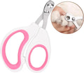 Blue pet nail clippers with a circular cutting hole and non-slip handle for trimming cat nails.