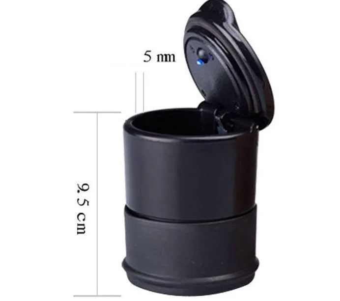 Black covered car ashtray with built-in light made from high temperature resistant PBT material