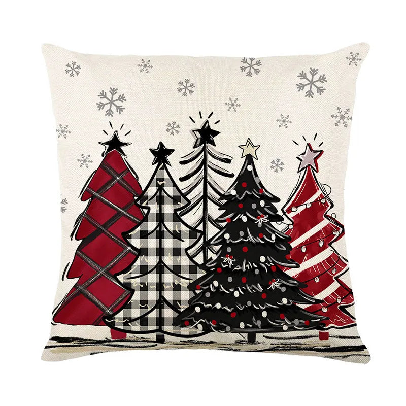 Printed Christmas cushion cover with Merry Christmas design, 45x45cm, on a sofa