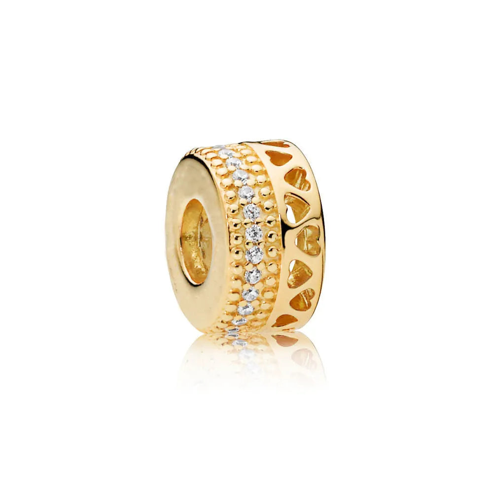 Crystal beaded bracelet with alloy pendant in gold colour
