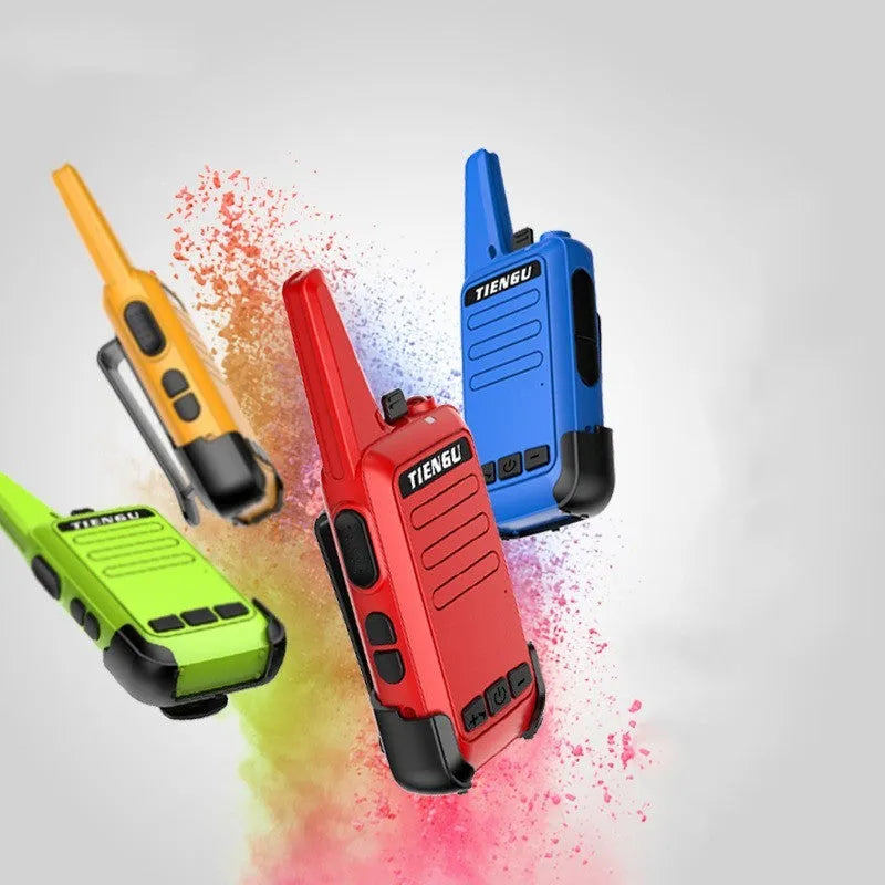 TIENGU black wireless handheld radio intercom with LED flashlight and back clip