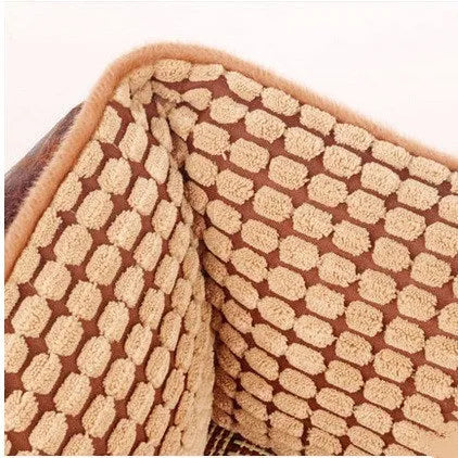 Kennel dog bed pet nest with suede fabric, blanket, bone toy, and summer mat