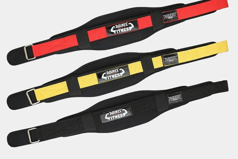 Nylon fitness weightlifting waistband in black, red or yellow colours