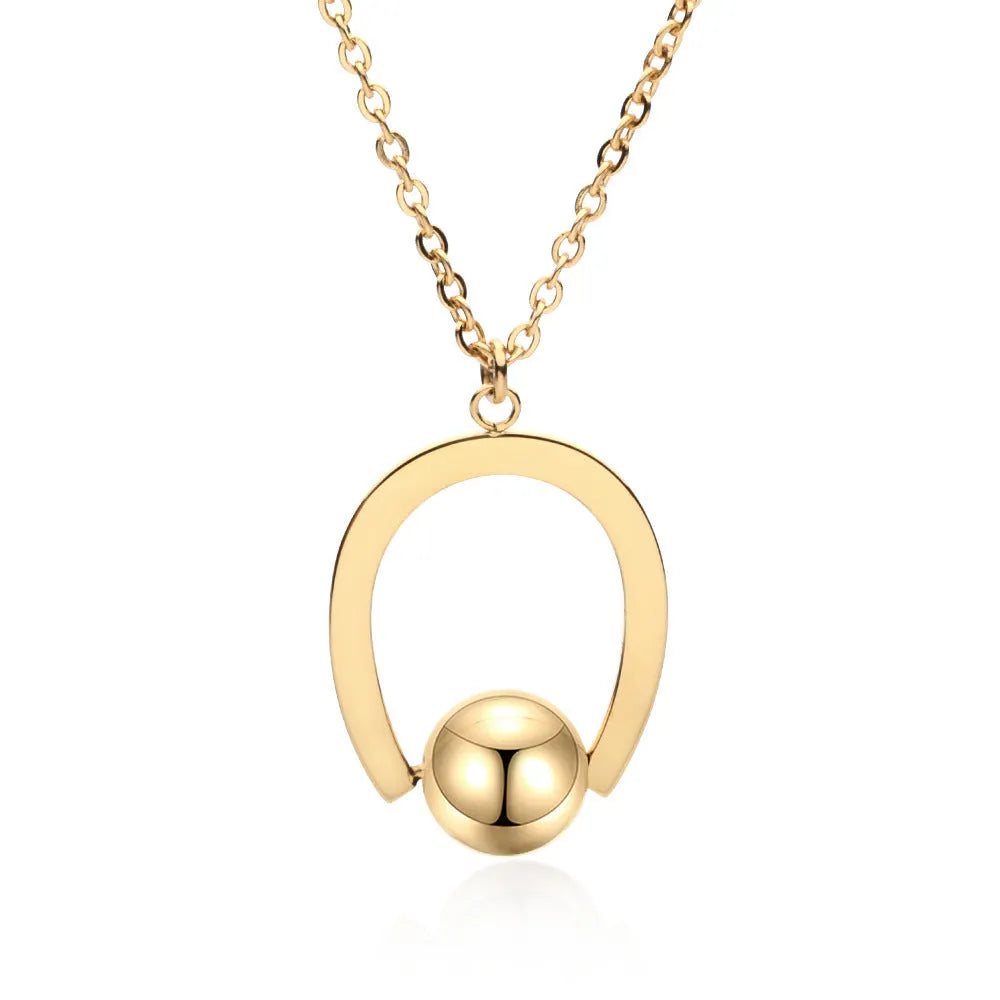 Stainless steel bead chain necklace with geometry pendant on cross chain style