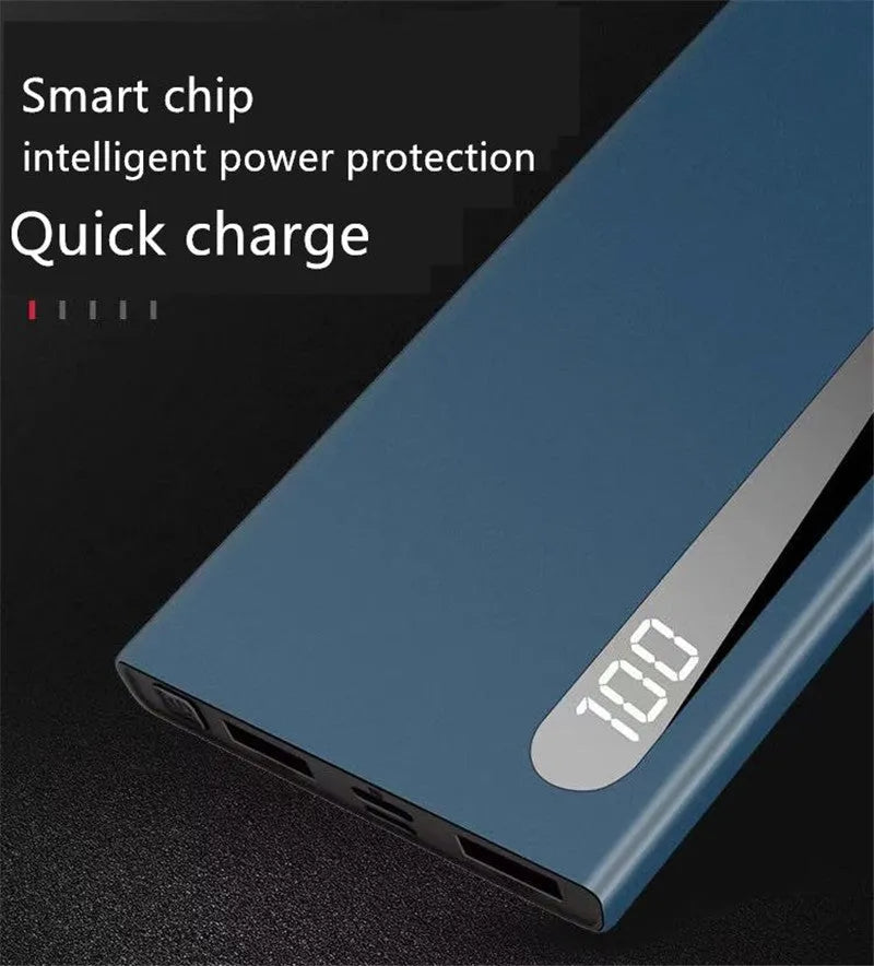 Ultra-thin 20000mAh power bank with digital display in black