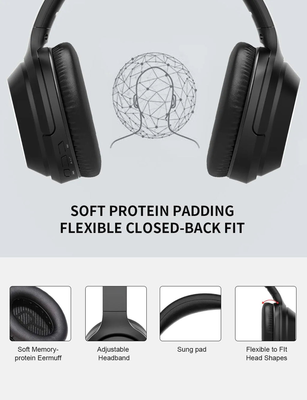 Black Gorsun E98 over-ear wireless Bluetooth headphones with padded headband and ear cups.