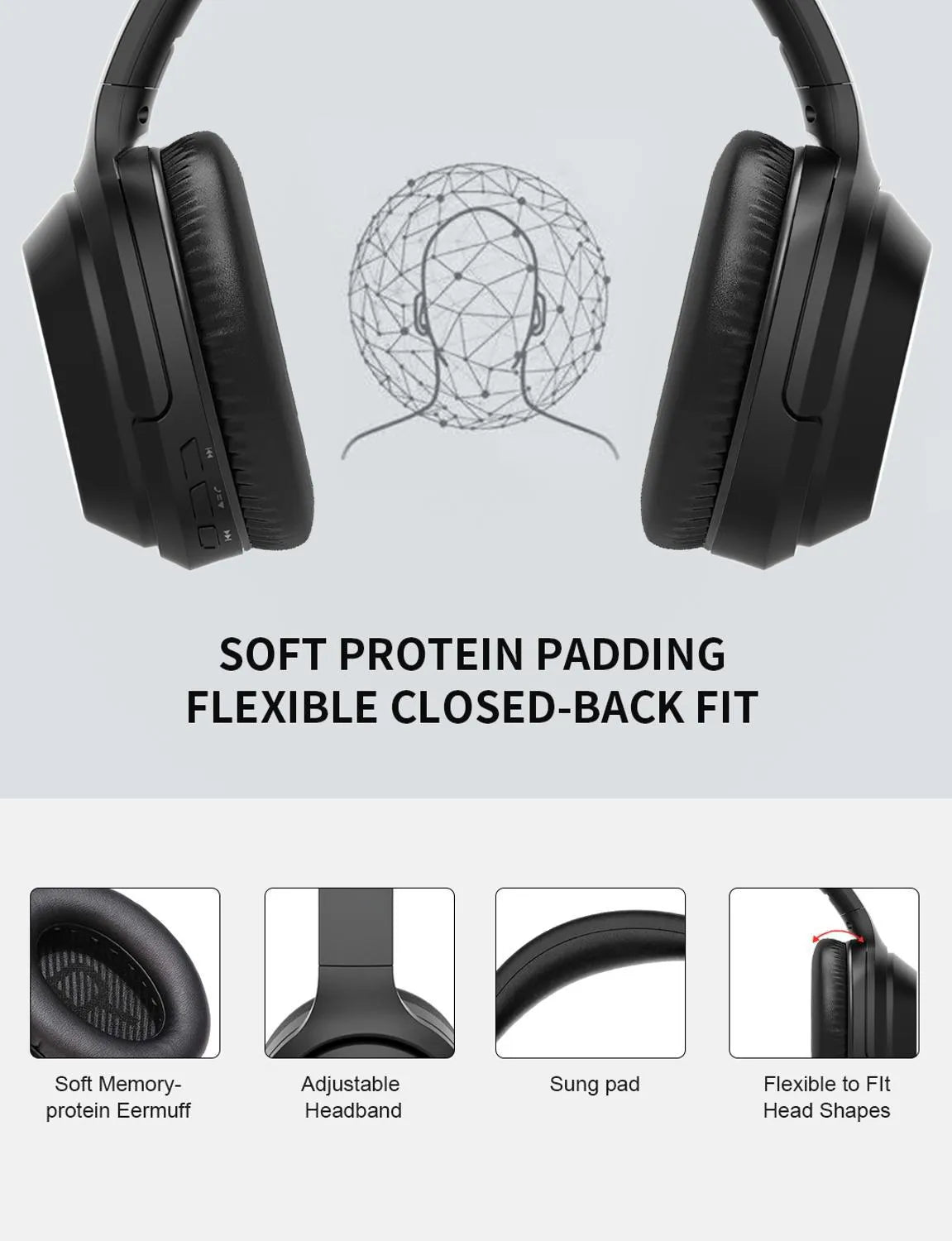 Black Gorsun E98 over-ear wireless Bluetooth headphones with padded headband and ear cups.