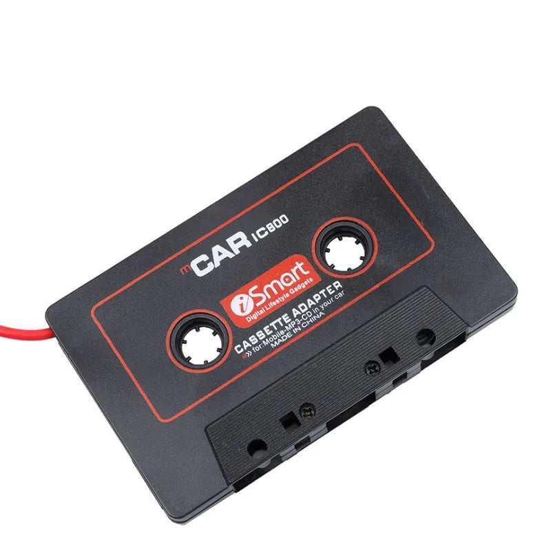 Black car cassette adapter with 3.5mm jack for MP3 player and mobile phone connection