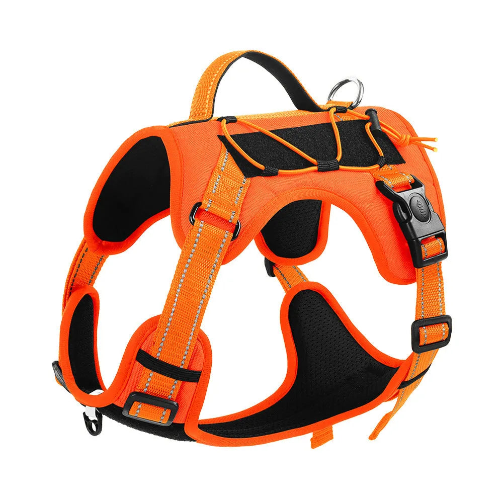 Reflective dog harness and lead set with hand-holding rope in multiple colour options