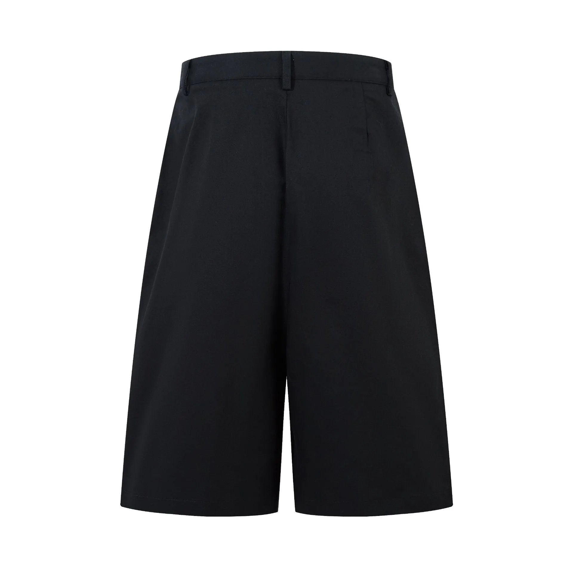 Mid-length wide leg straight denim trousers in black colour with loose fit design