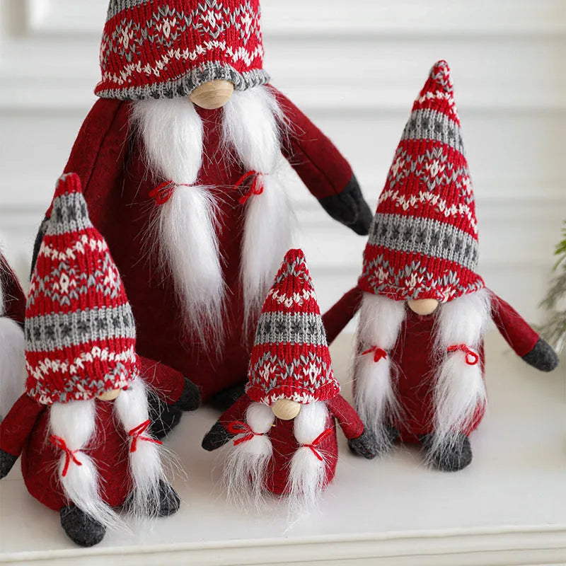 Cloth Christmas ornament faceless Rudolf reindeer doll in red clothing