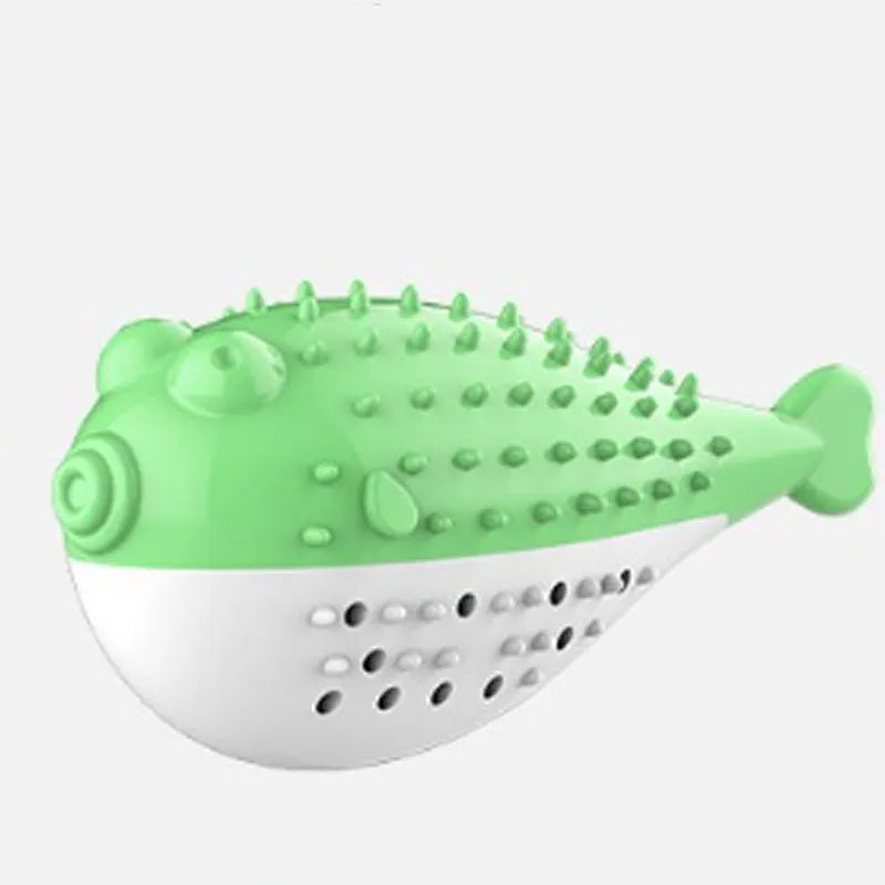 Blue silicone fish-shaped chew and grab toy for cats on a white background.