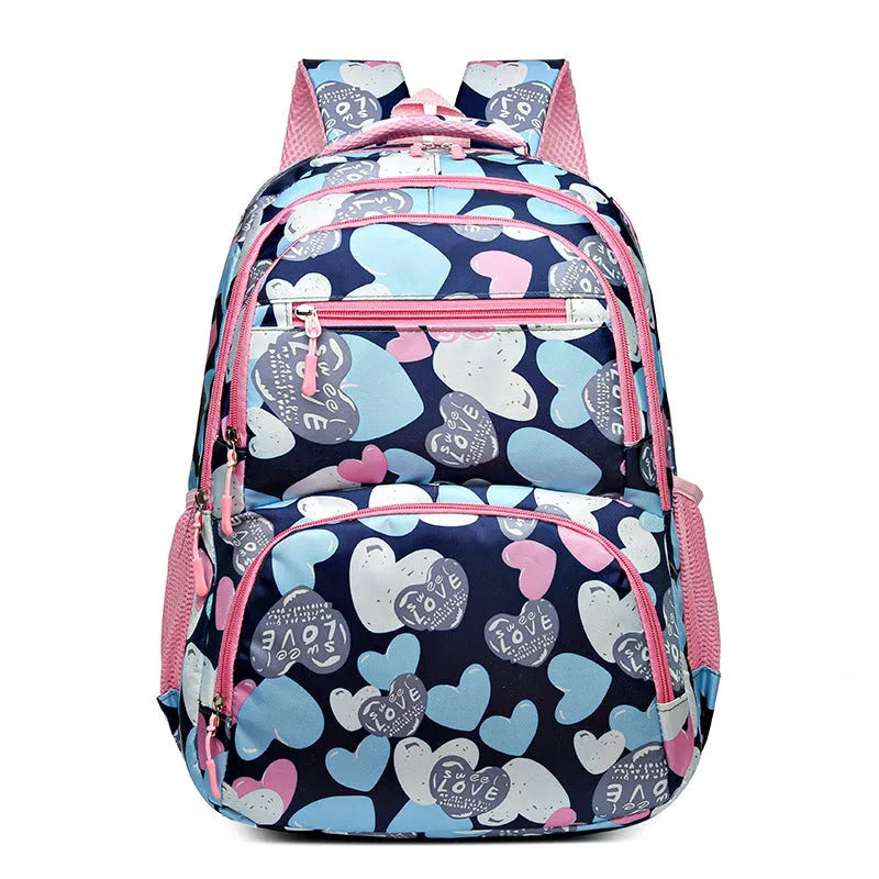 Children's Oxford cloth school backpack with air cushion shoulder straps in blue colour