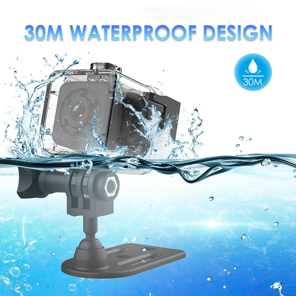 SQ29 black waterproof sports action camera with MicroUSB port.