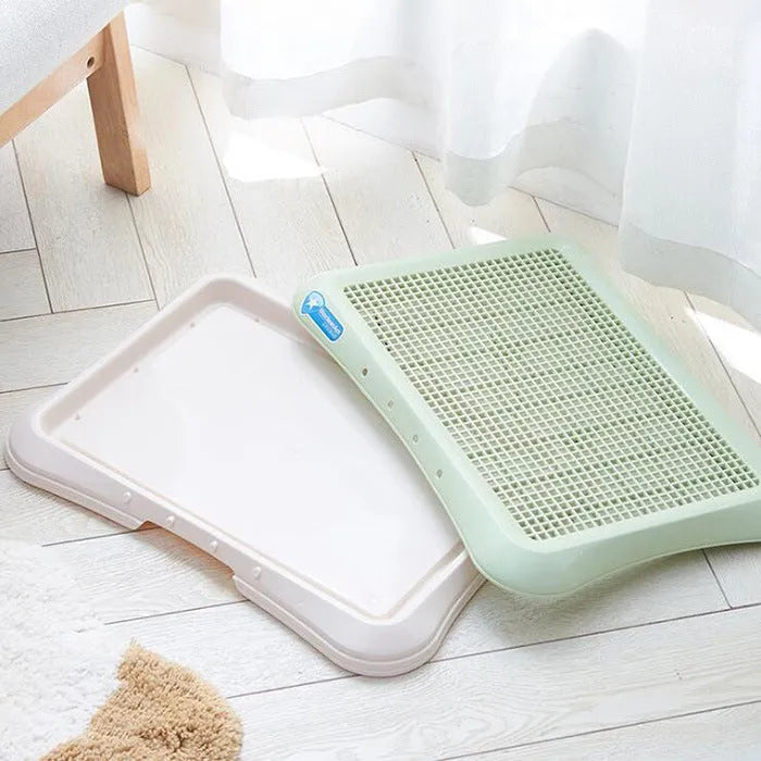 PET dog toilet tray in pink, 47x34x5 cm PP plastic with antibacterial material for indoor puppy training