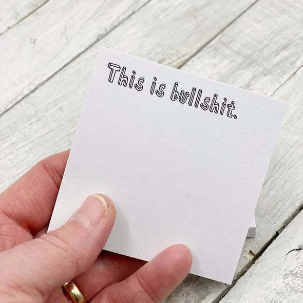 Square 75mm sticky notes with adhesive backing in five English phrase colour options