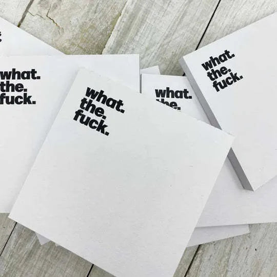Square 75mm sticky notes with adhesive backing in five English phrase colour options