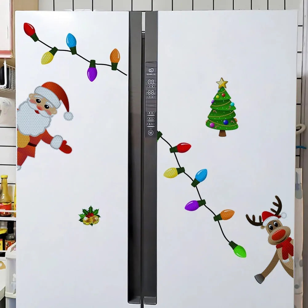 Christmas elk reflective magnetic car decoration sticker with cartoon design on vehicle door