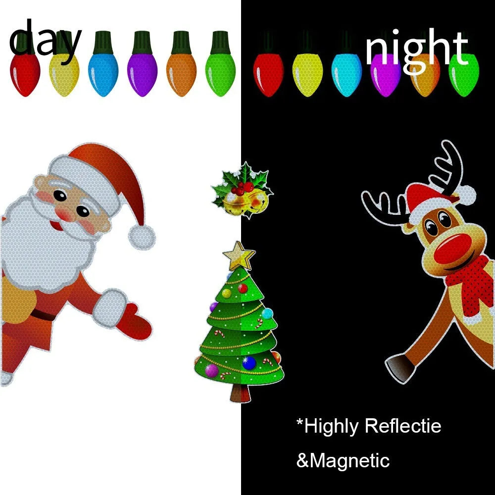Christmas elk reflective magnetic car decoration sticker with cartoon design on vehicle door