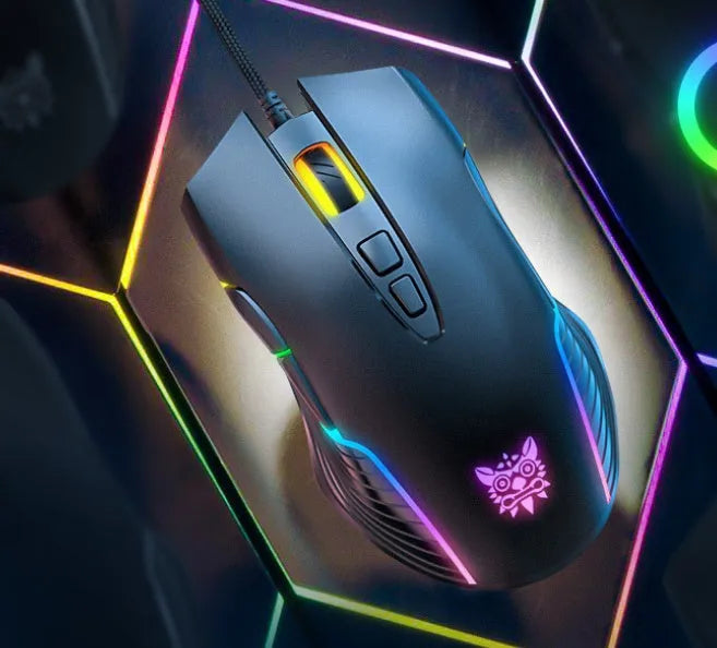 Wired gaming mouse with RGB lighting, seven DPI adjustment, ergonomic design, black colour, USB cable