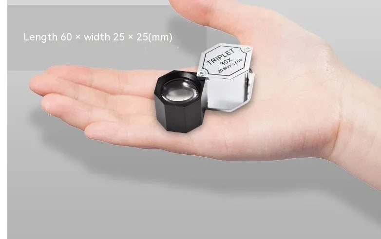 Handheld metal magnifying glass with optical glass lens for jewellery and coin identification