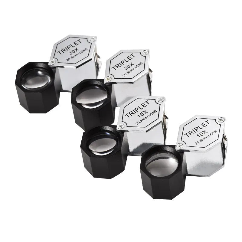 Handheld metal magnifying glass with optical glass lens for jewellery and coin identification