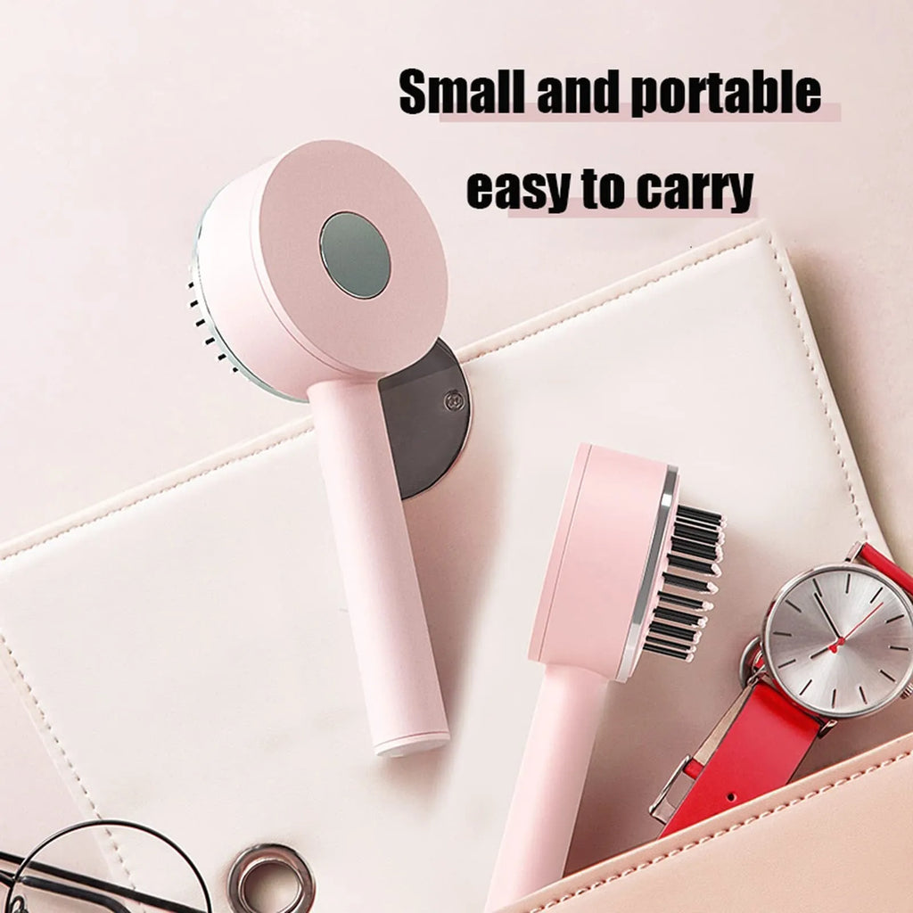 One-key self-cleaning hair brush with airbag cushion and round-head comb tips, 20x9cm, available in green pink and white