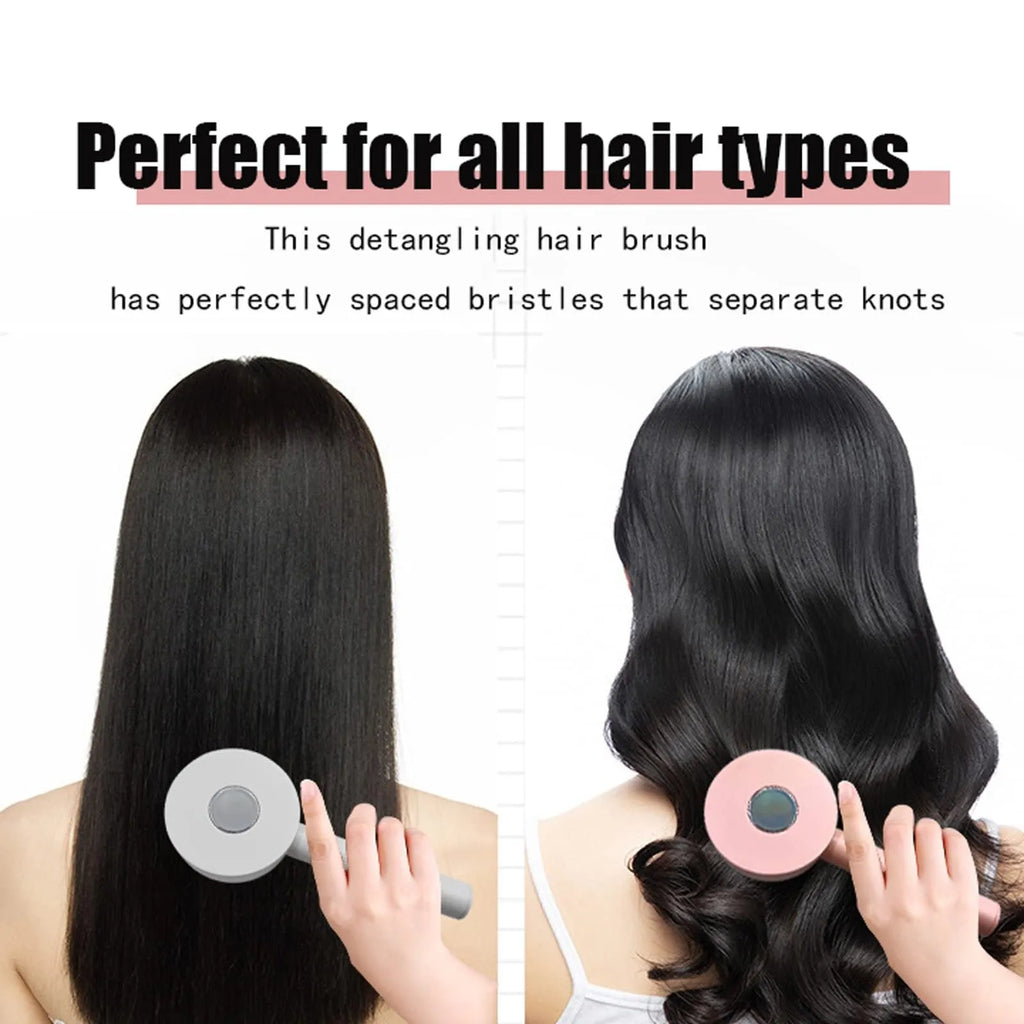 One-key self-cleaning hair brush with airbag cushion and round-head comb tips, 20x9cm, available in green pink and white