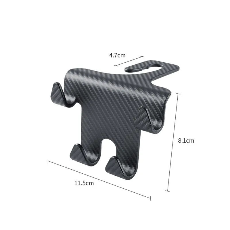 Black ABS car multifunction hook bracket with integrated phone holder for rear seat storage