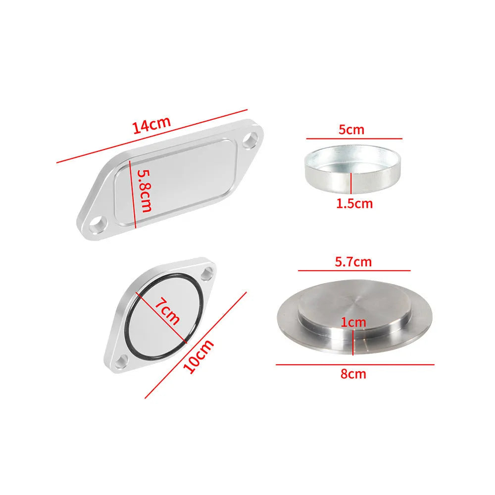 Silver aluminium alloy automotive valve cover replacement part.