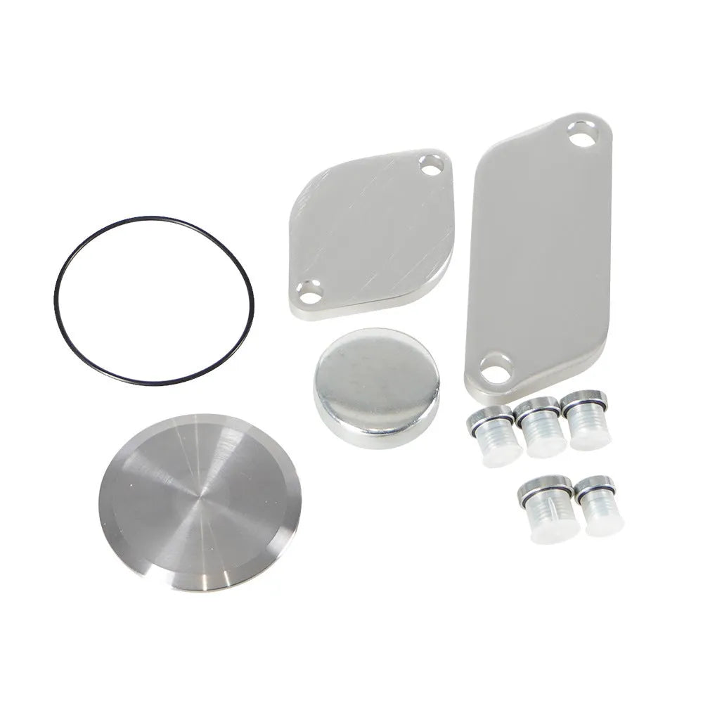 Silver aluminium alloy automotive valve cover replacement part.