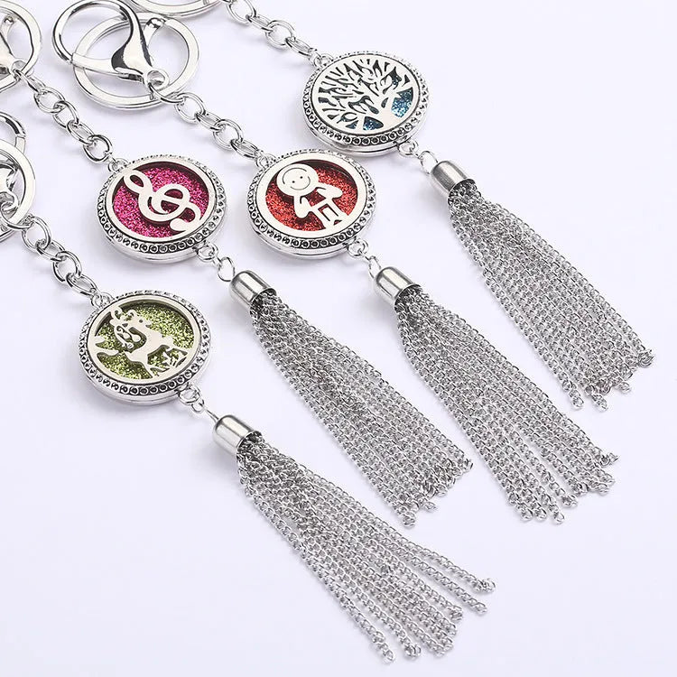 Alloy tassel aromatherapy car pendant necklace with chain for essential oil diffusion