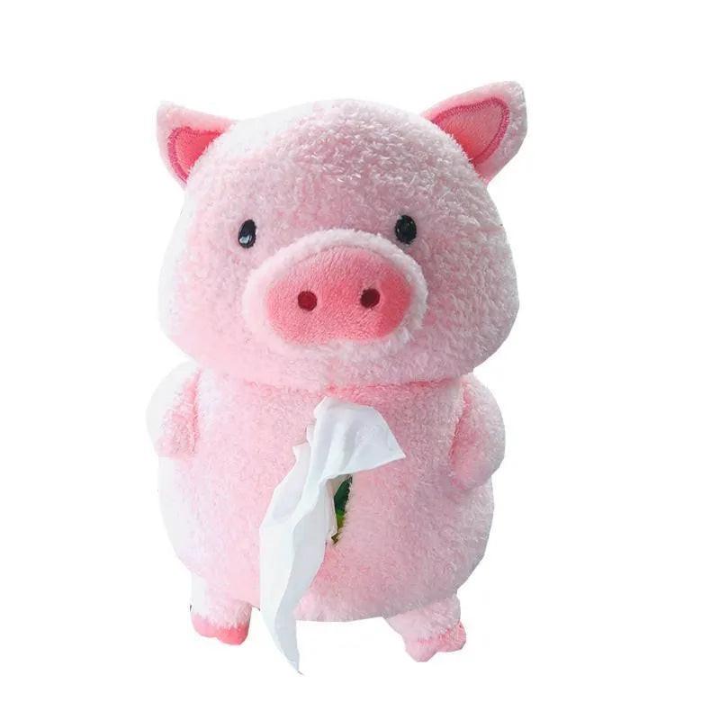 Plush cartoon animal car tissue box for interior decoration in lamb or pig models