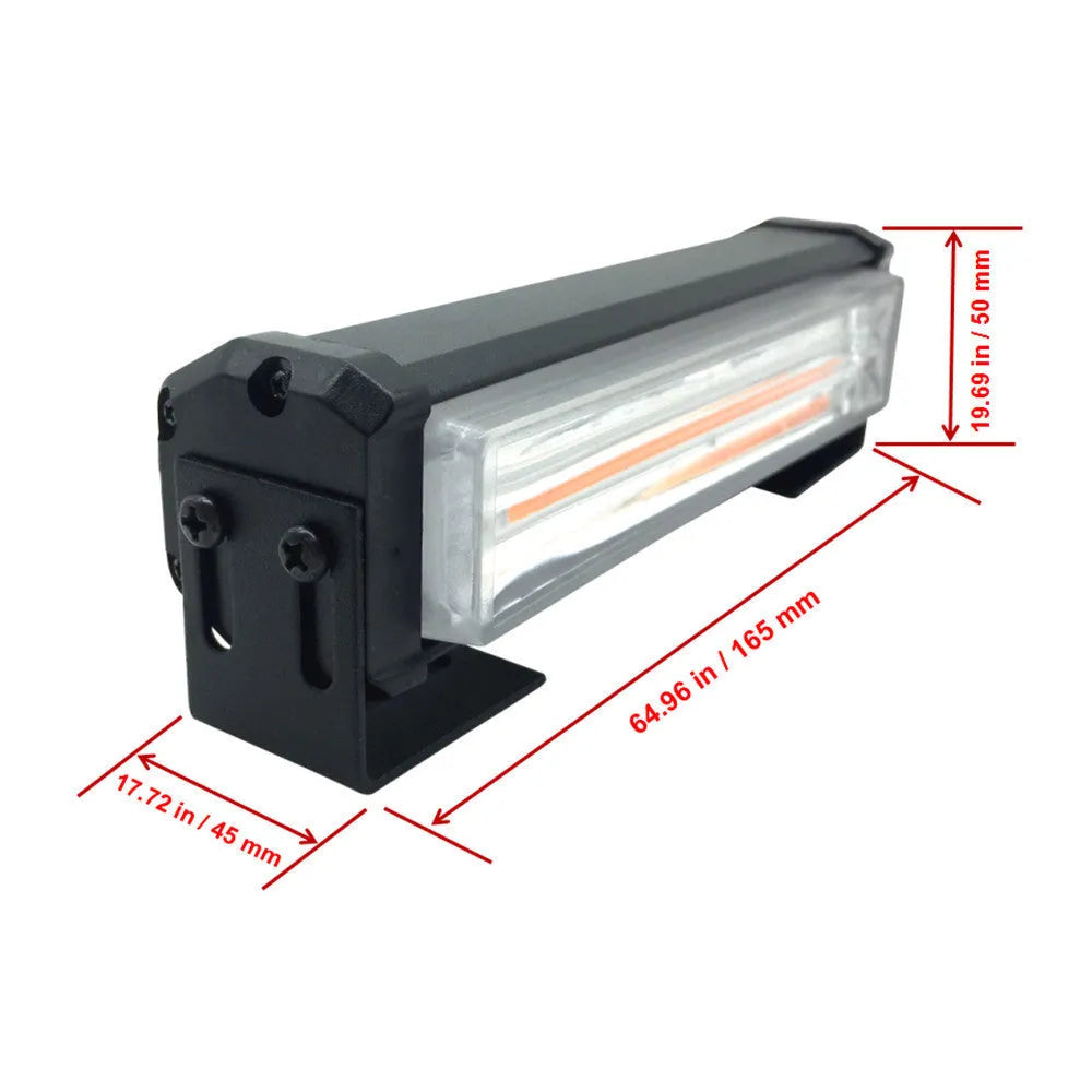 Yellow circular drag strobe warning light with aluminium alloy housing for vehicle mounting.
