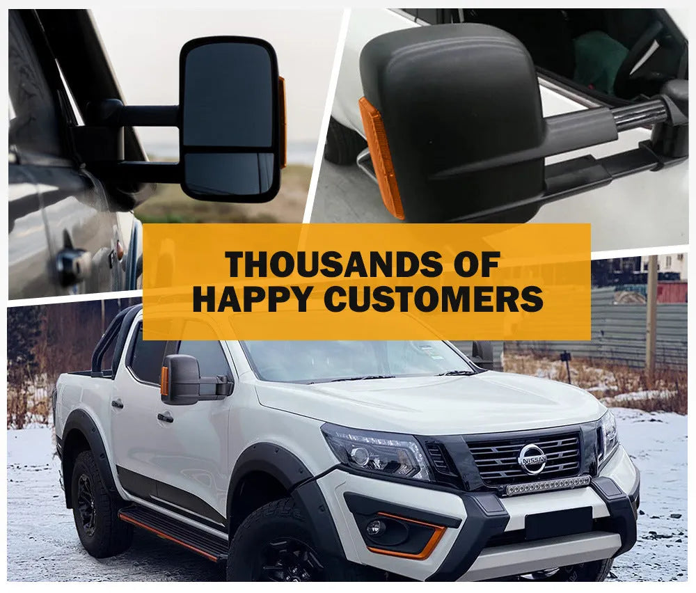 Black electric side mirror with integrated indicator light for Nissan NP300 Navara