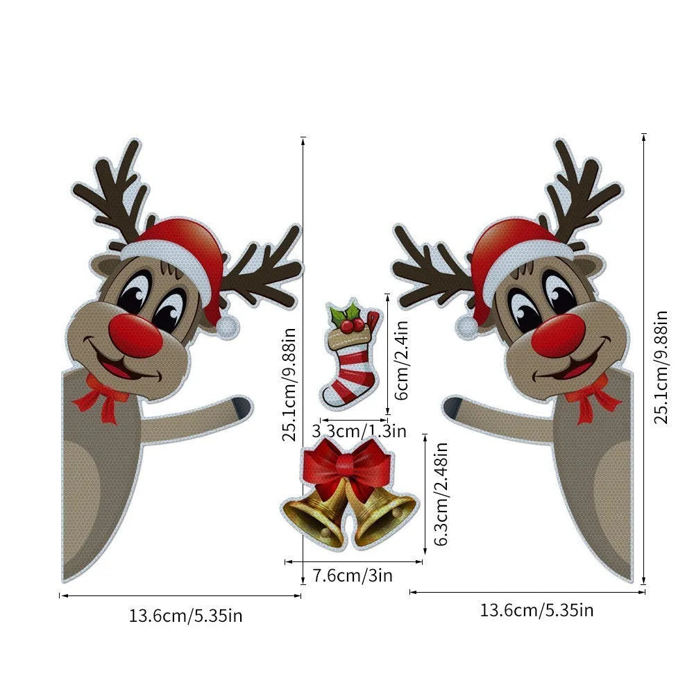 Christmas elk bell cartoon design magnetic bumper stickers with luminous reflective properties