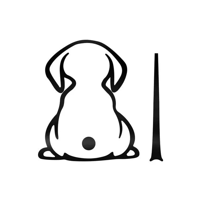 Cartoon dog shadow design car wiper decal sticker for rear window glass in multiple colours.