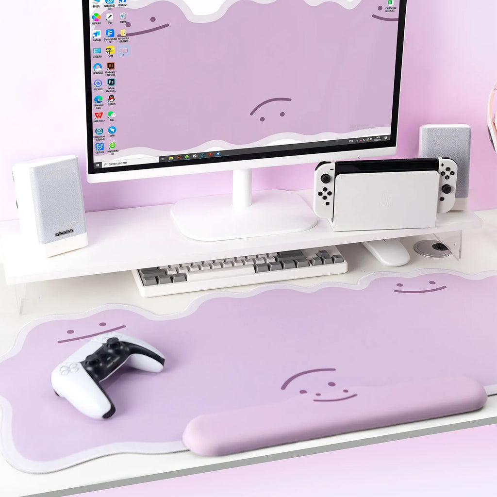 Extra large thickened e-sports mouse pad with lock edge and wrist rest, cartoon anime style
